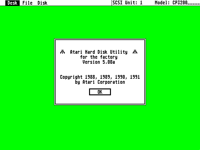 Atari Advanced Hard Disk Utility atari screenshot